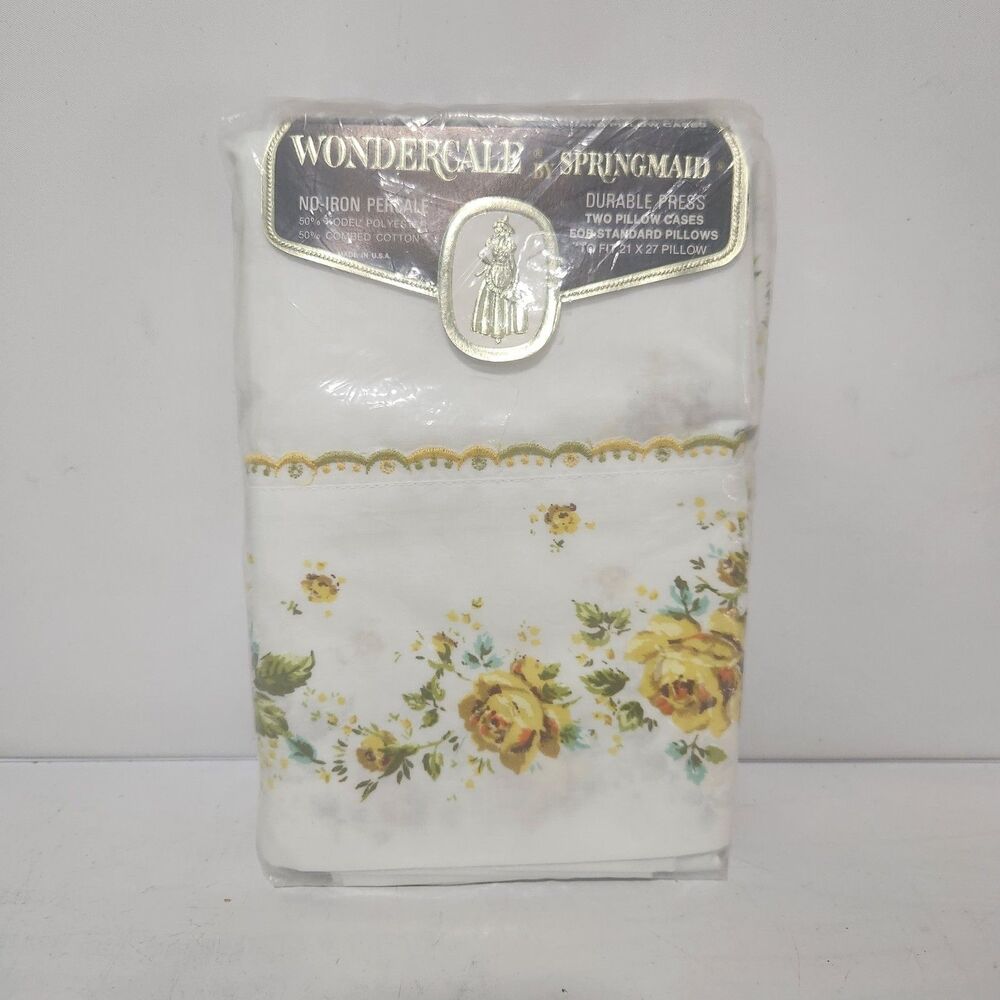 2-Pack Springmaid Wondercale Yellow Rose Standard No-Iron Percale Pillow Cases
